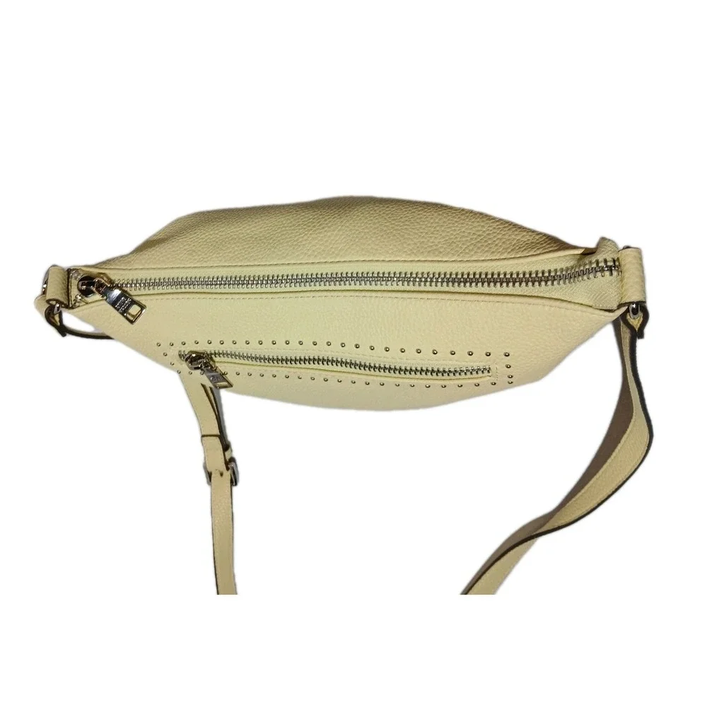 Steve Madden Crossbody Pebbled Yellow Shoulder Bag Adjustable S. Multi Zip #1260